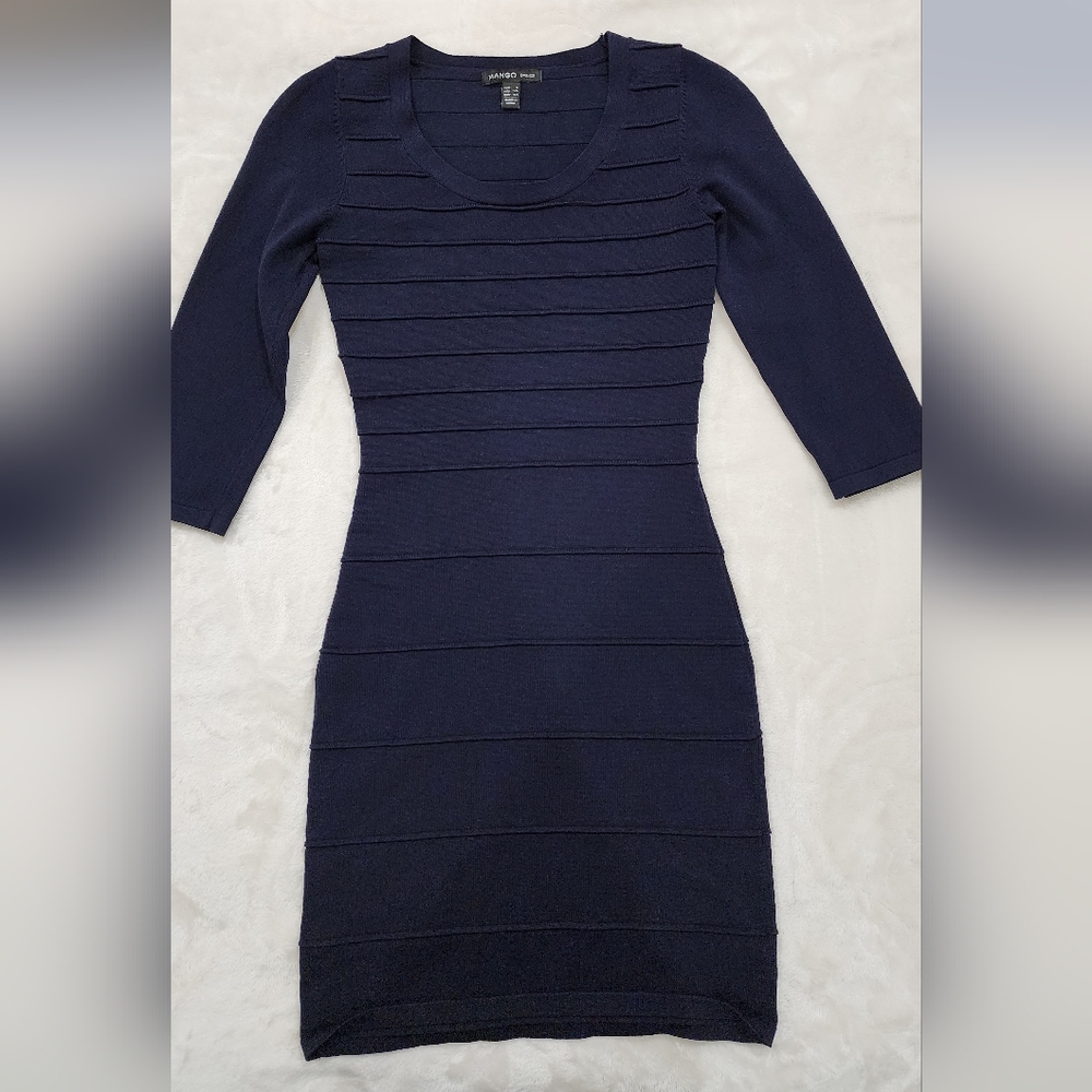 Mango Basics 3/4 Sleeve Bodycon Mini Dress Size X-Small
